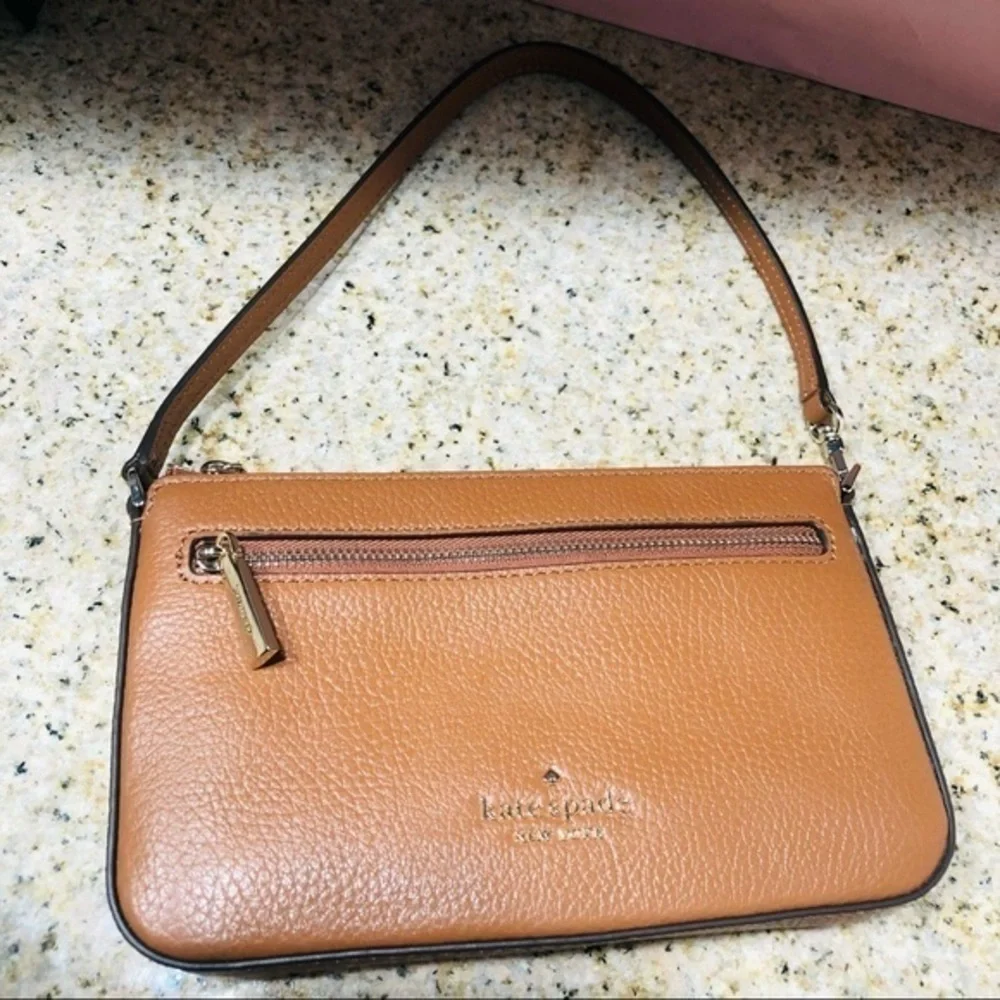 Kate Spade Pebbled Leather Convertible Crossbody Bag Brown Cognac NWT